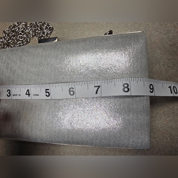 Sondra Roberts Silver Rhinestone Shimmer Clutch Shoulder Bag Cocktail Evening - Picture 11 of 14